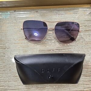 Quay Australia Rose Gold Frame Sunglasses with Purple Lenses